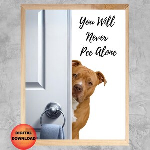 Funny Pit Bull Bathroom Wall Art, Pitbull Bathroom Print, American Pit Bull Terrier Kids Toilet, Pet Animal Print, Dog Lover Gift, DOWNLOAD