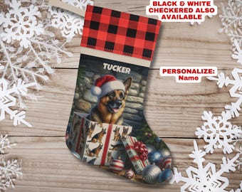 German Shepherd Christmas Stocking, Personalized Shepherd XMAS Stocking, Dog Lovers Custom Gift , Keepsake Pet Stocking, Dog Mom Gift Idea