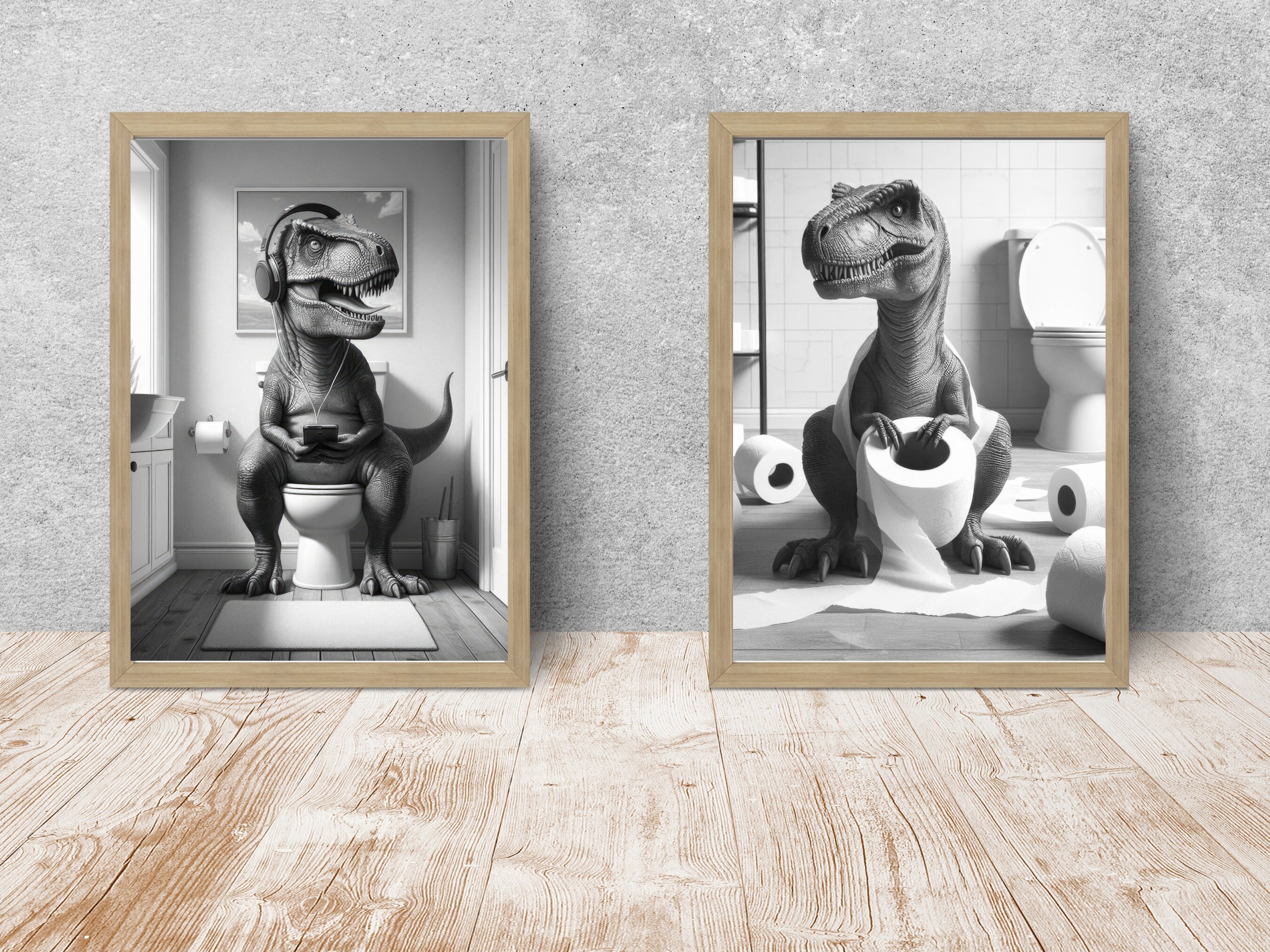 T-Rex Dinosaur Kids Bathroom Art, Dino Shower Poster, T Rex Toilet Print, Quirky Printable Home Decor, Dinosaur Themed Room, INSTANT ACCESS