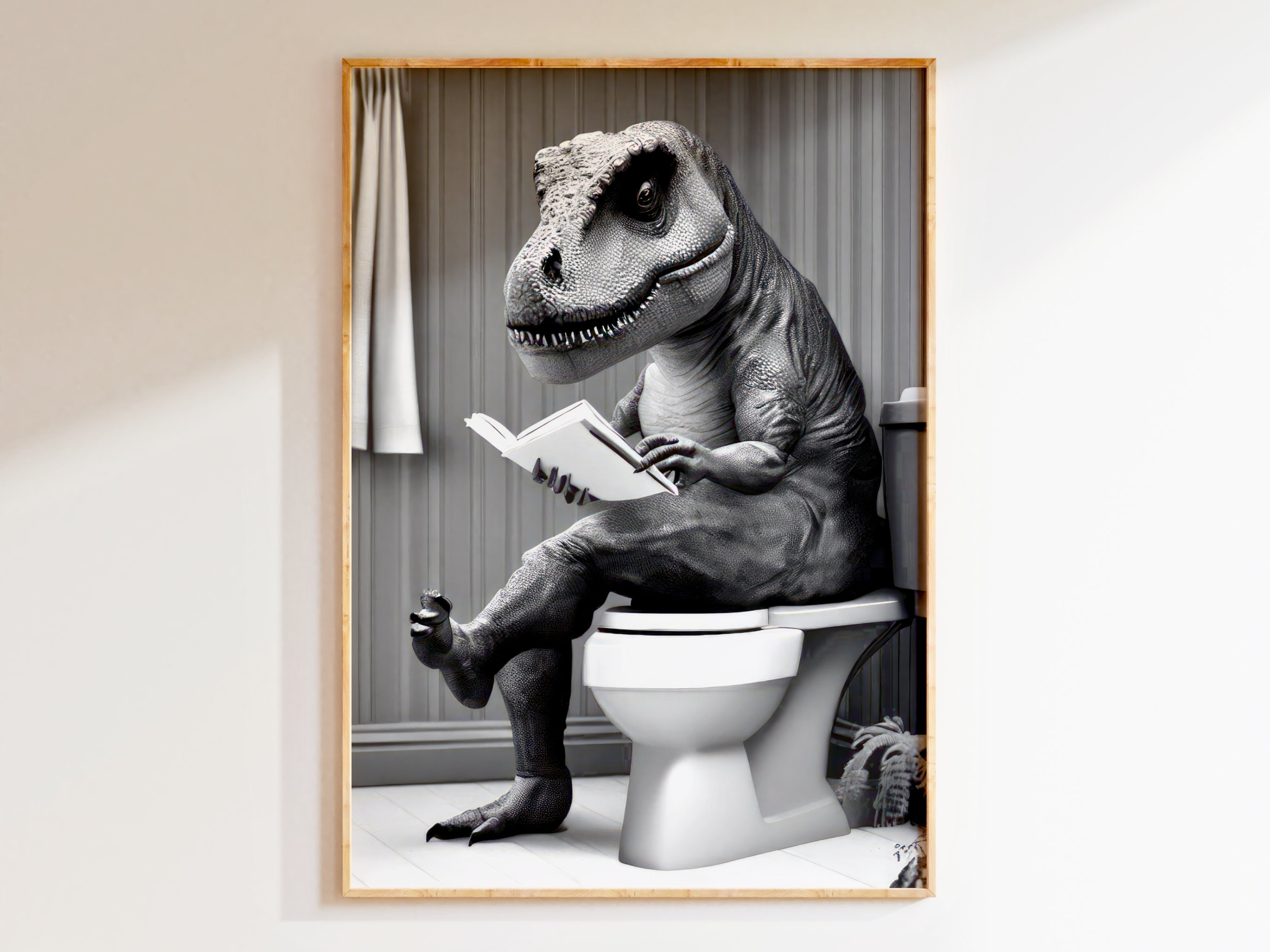 Tenda Da Doccia Con Dinosauro Divertente - Tenda Da Bagno In Tessuto Di Poliestere Impermeabile Lavabile Bagno 180 X 180 Cm Con 12 Ganci Per Vasca 97520533