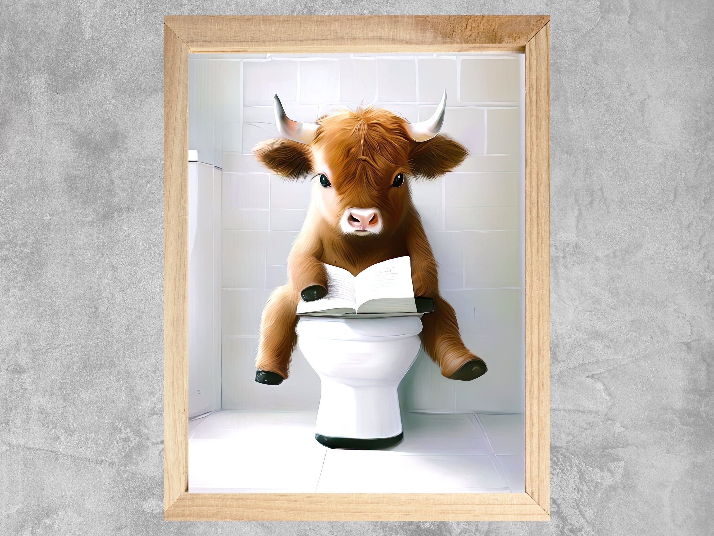 Scottish Highland Cow Funny Bathroom Print, Farm Animal Humor ...