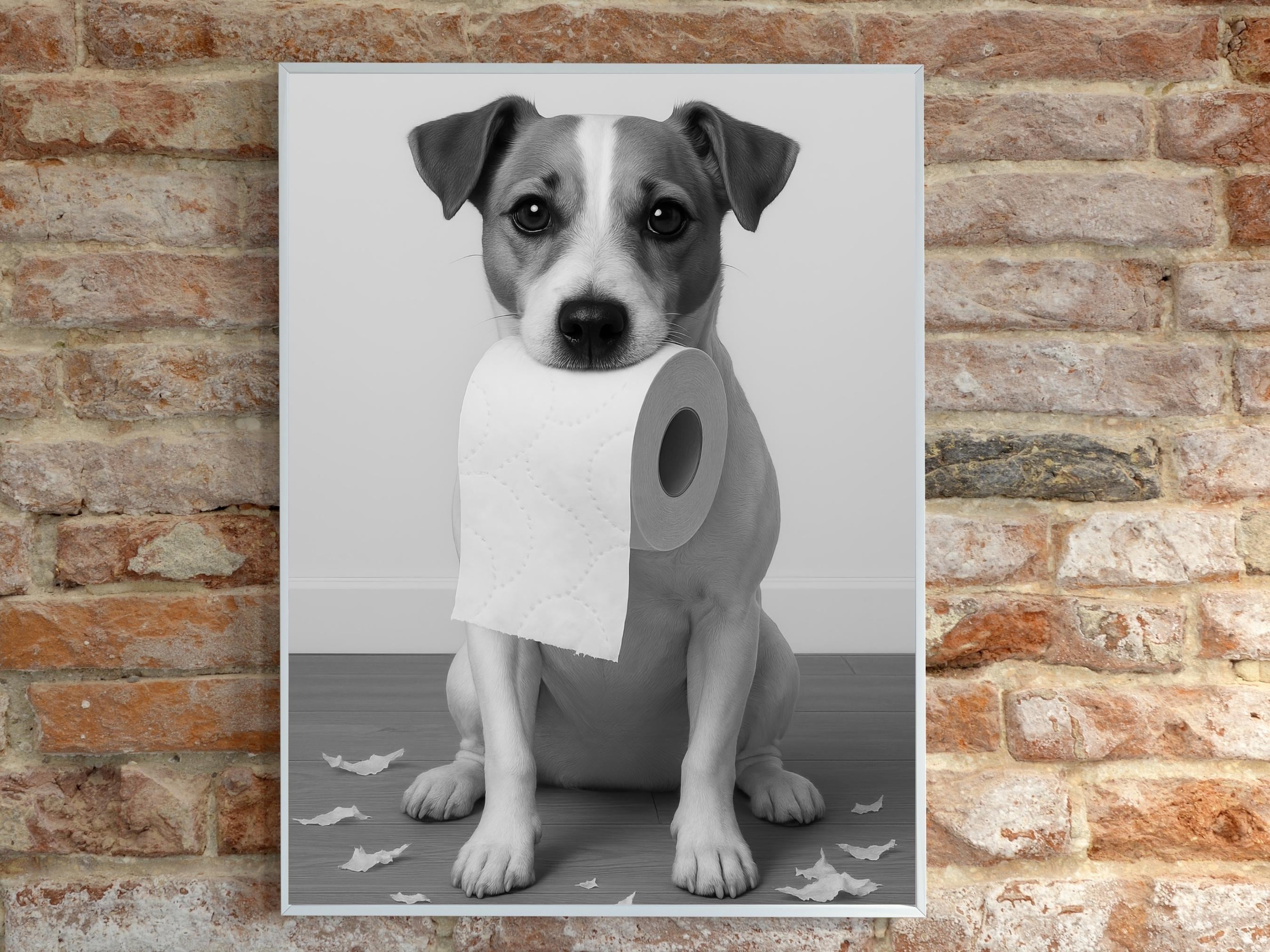 ジャック・ラッセル・テリアのトイレットペーパーアート、白黒犬のトイレポスター、ジャック・ラッセルのお母さんへのプレゼント、子供向けトイレユーモア、ダウンロード  - Etsy 日本, image size:2700x2025