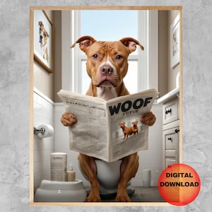 Pit Bull Toilette Poster, lustiges Pit Bull Badezimmer Poster, Pit Bull Terrier Kinder Badezimmer, Haustier Tierdruck, Hund Mama Geschenk, DOWNLOAD