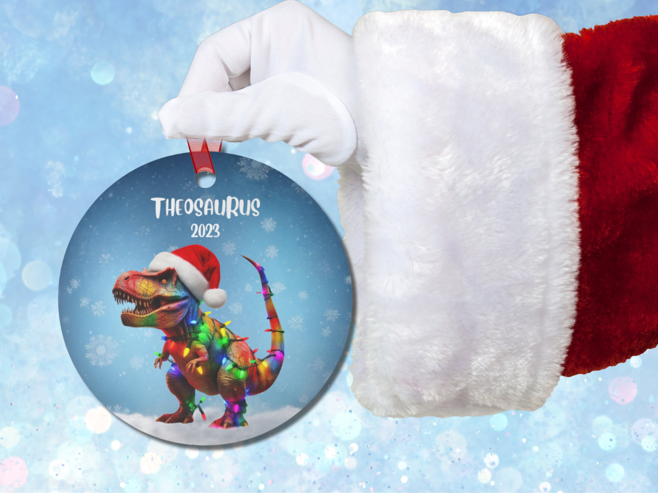 Customized Dinosaur Christmas Ornament: Personalized Gift For Grandson