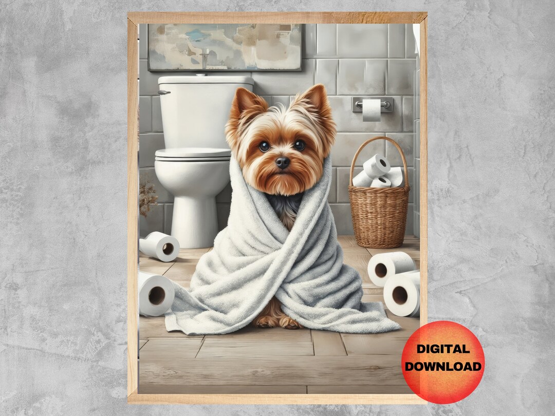 YORKIE Funny Bathroom Wall Art, Yorkshire Terrier Toilet Poster, Yorkie Kids Bathroom Print ...