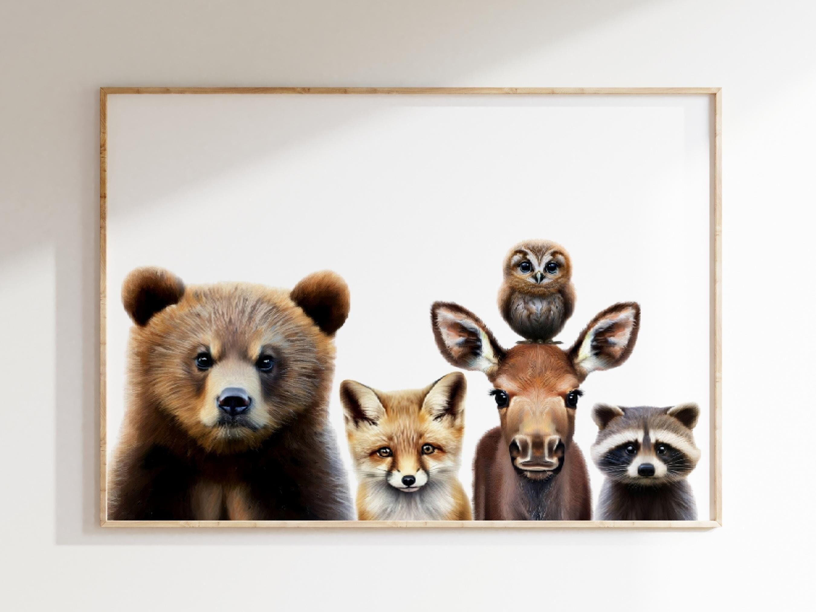 Woodland Animals PRINTABLE Wall Art Bear Fox Raccoon Moose - Etsy
