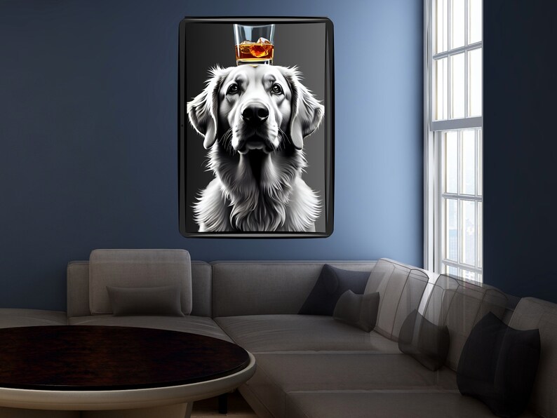 Golden Retriever Basement Bar Sign, Man Cave Wall Art, Home Bar Decor