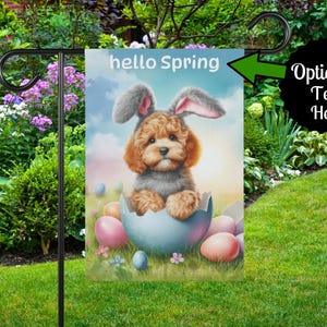 Cavapoo Fall Flag CAVAPOO or COCKAPOO Easter Garden Flag, Doodle Dog Bunny Yard Sign ...