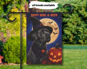 Halloween Cane Corso Fall Garden Flag, Cane Corso Lovers Autumn Yard Flag, Dog Witch Costume Happy Halloween Outdoor Decor, Dog House Banner