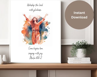 Watercolor Scripture Wall Art, Christian Home Decor (Instant Download)