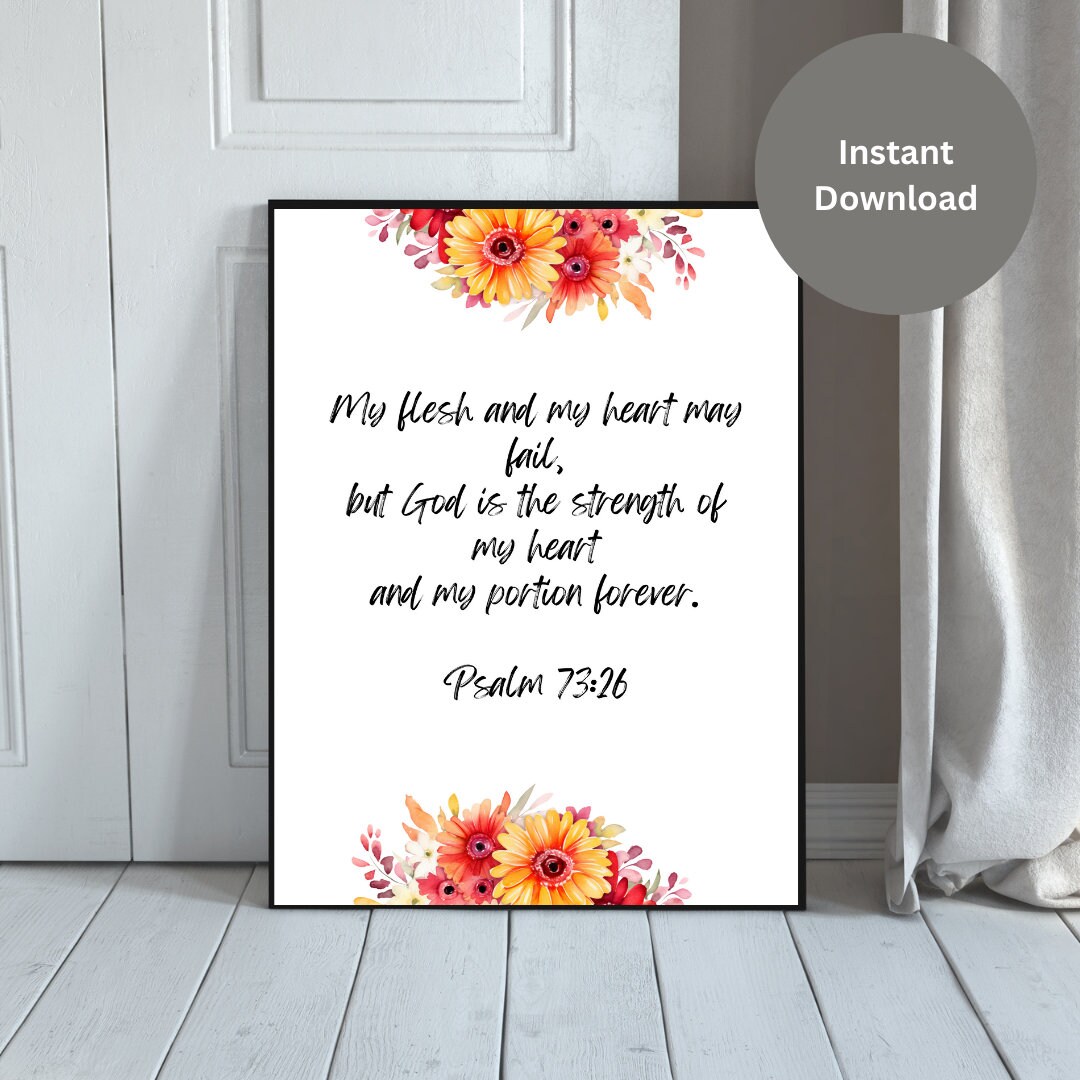 Bible Verse Flower Art Print, Christian Wall Decor (instant Download ...