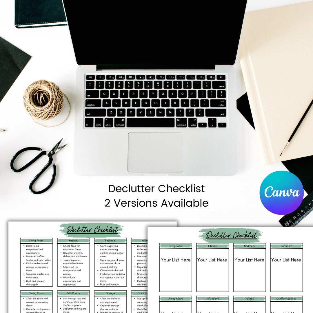 Editable Declutter Checklist, Home Organization Planner (canva ...