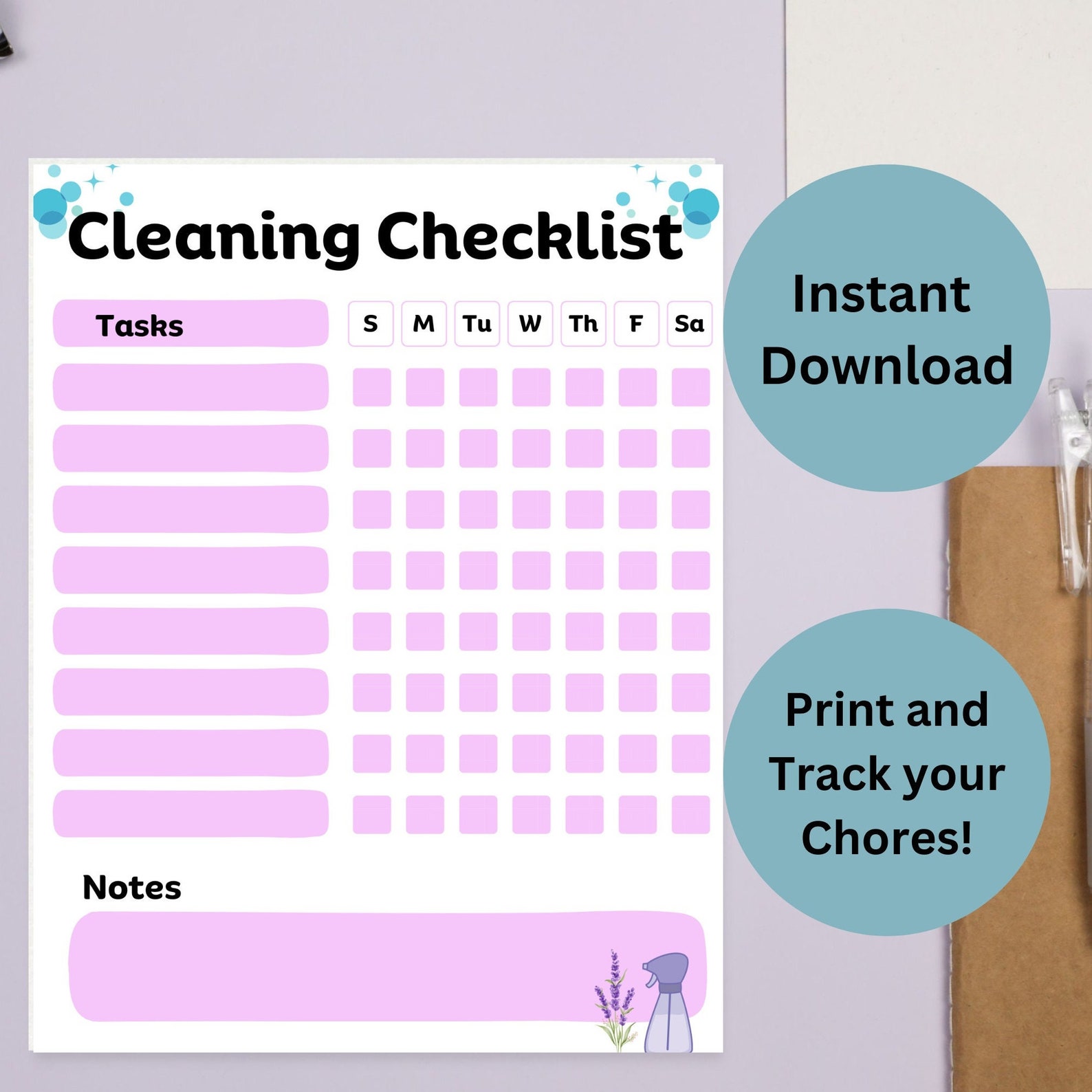Chore Chart Printable, Adult Chore Chart, Cleaning Schedule Printable ...