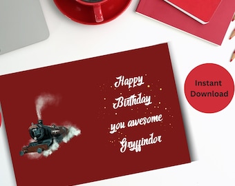 Wizard Birthday Card, Magical Train Printable (PDF)