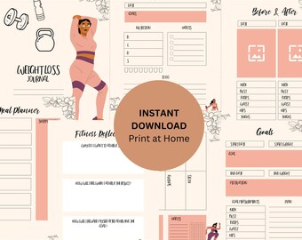 Weight Loss Journal Printable, Fitness & Meal Planner (Digital Download)