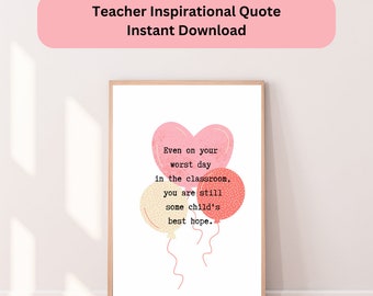 Póster con cita inspiradora para profesores, decoración para el aula (descarga digital)