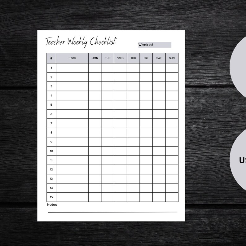 Teacher Weekly Checklist Teacher Weekly Checklist Printable - Etsy