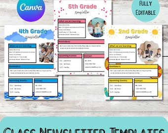 Editable Classroom Newsletter Template Bundle, Canva Designs