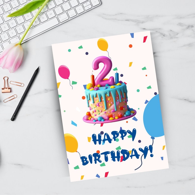 2nd Birthday Card, Editable Birthday Card, Birthday Card Printable ...