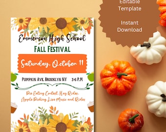 Editable Fall Festival Invitation, Autumn Design (Digital Download)