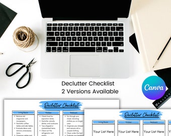 Lista de verificación para ordenar el hogar, planificador de organización editable (descarga digital)