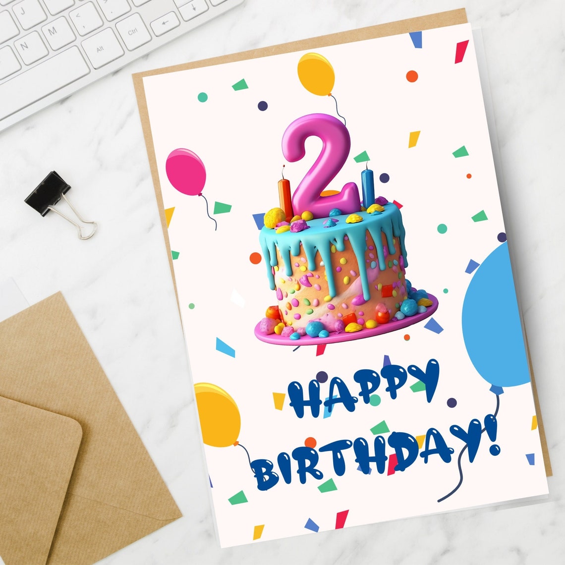 2nd Birthday Card, Editable Birthday Card, Birthday Card Printable ...