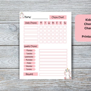 Chore Chart for Kids Kids Chores Kids Chore Chart Pink - Etsy