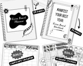 Vision Board Planner & Workbook | Goal Setting, Habits Reflections (Digital Download)