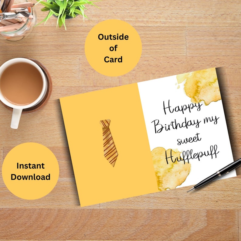 Hufflepuff Birthday Card, Harry Potter Printable, Harry Potter Gift ...