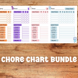 Kids Chore Chart Bundle, Kids Chore Chart Printable, Responsibility Chart, Chore Chart for Kids, Allowance Chart, Accountability Chart