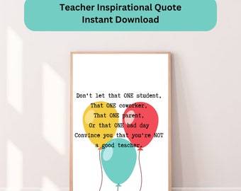 Póster con cita inspiradora para profesores, decoración para el aula (descarga digital)