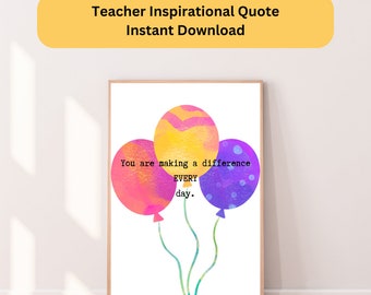 Póster con cita inspiradora para profesores, decoración para el aula (descarga digital)