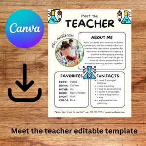 Meet the Teacher Template, Meet the Teacher STEM, Editable Meet the Teacher Template, Canva Template, Meet the Teacher Flyer, Open House