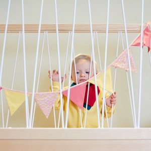 Rainbow garland pink pastel, fabric pennant chain, children&#39;s room and birthday decoration