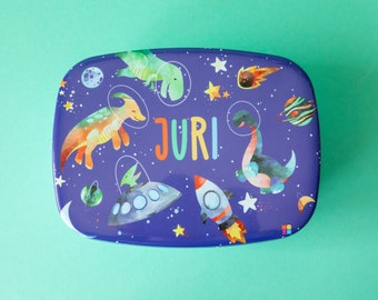 Lonchera personalizada para niños Lonchera de dinosaurios con nombre Inscripción escolar Regalo Niño Regalo Idea Kindergarten Space Dinos