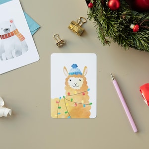 Cartolina di Natale, cartolina d'auguri di Natale Alpaca, Lama A6 cartolina invernale orso polare