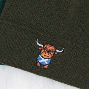 Scottish Highland Cow Embroidered Cuffed Beanie, Winter Hat - Multiple Colors Unisex
