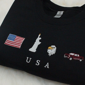 USA Embroidered Sweatshirt Gift, United States, Unisex Crewneck Long Sleeve Pullover Sweater - Multiple Colors, America Sweater, Patriot