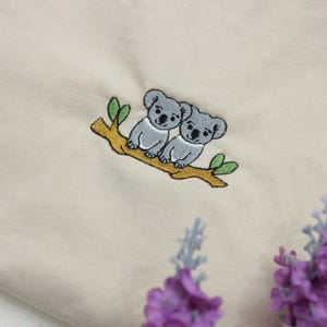 Couple Koala Embroidered T-Shirt Gift, Embroidered Handmade Cute Unisex Crewneck Shirt - Multiple Colors