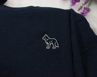 Wolf Besticktes Sweatshirt: Unisex Pullover mit Rundhalsausschnitt