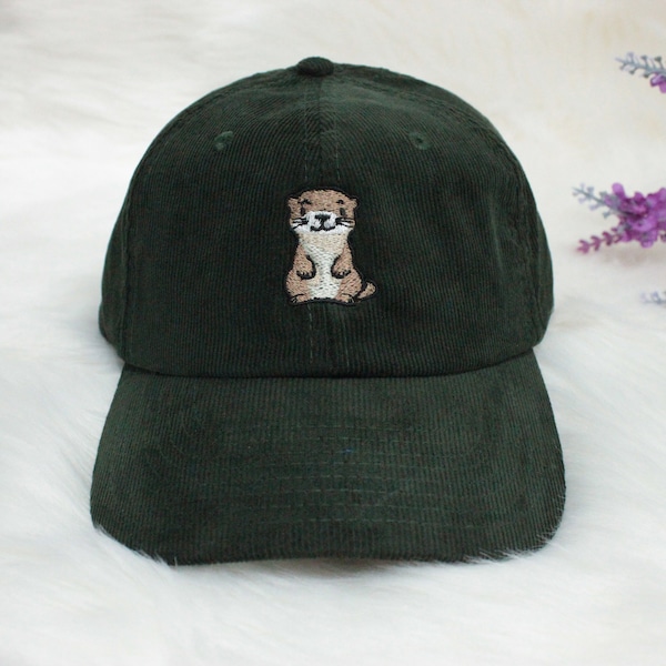 Otter Embroidered Corduroy Hat, Otter SnapBack, Cute Unisex | Great gift idea for him for her - Multiple Colors