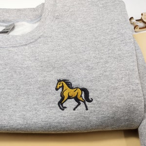 Horse Embroidered Sweatshirt Premium Gift, Unisex Embroidered Crew-neck Long Sleeve Pullover Sweater - Multiple Colors