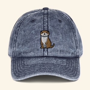Otter Embroidered Vintage Cotton Twill Cap, Otter SnapBack, Cute Unisex | Great gift idea for him for her - Multiple Colors