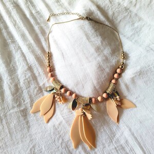 Vintage Pastel Orange Bib Necklace