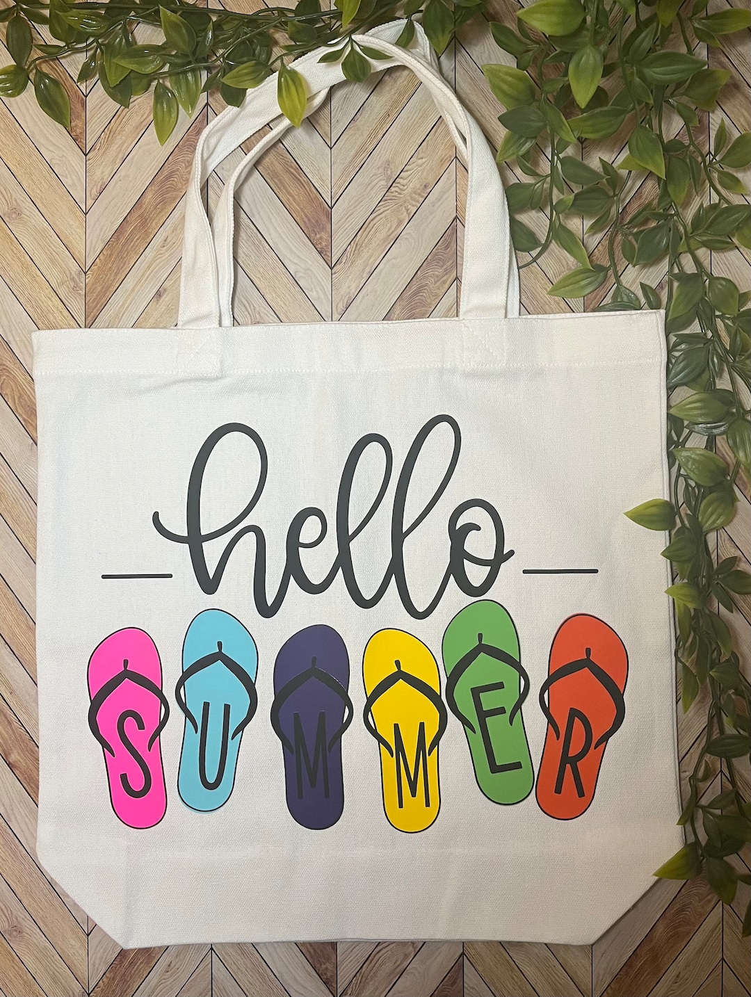 Hello Summer Flip Flop Canvas Tote Bag - Etsy