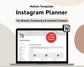 Notion Template Instagram Content Planner, Notion Social Media Planner, Social Media Content Calendar, Notion Instagram Template