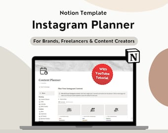 Notion Template Instagram Content Planner, Notion Social Media Planner, Social Media Content Calendar, Notion Instagram Template