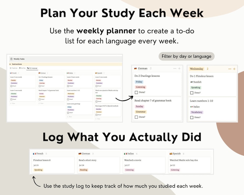 Notion Language Learning Template, Notion Language Template, Language ...