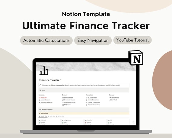 Notion Finance Tracker Budget Tracker | Income and Expense Tracker Notion Template | Notion Finance Planner, Money Tracker