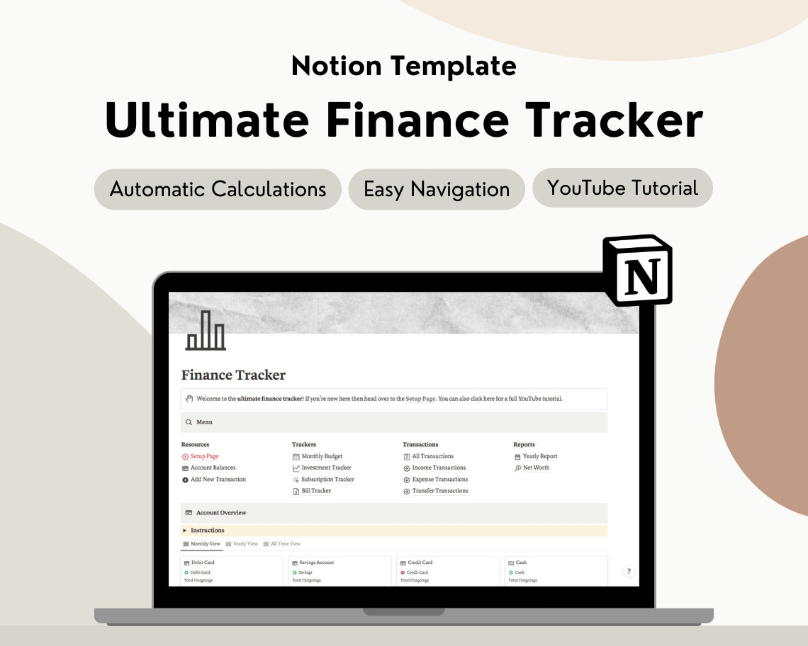 Notion Finance Tracker Budget Tracker | Income and Expense Tracker Notion Template | Notion Finance Planner, Money Tracker